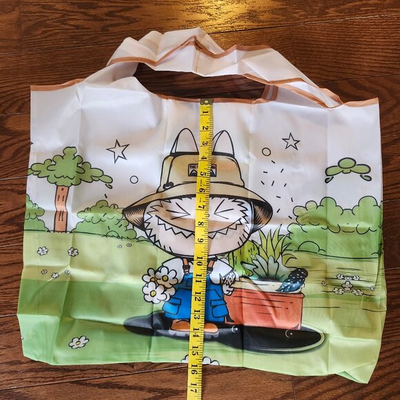 Labubu Green farmer Foldable Reusable Shopping Bag with Small Pouch – Nylon - Picture 3 of 12